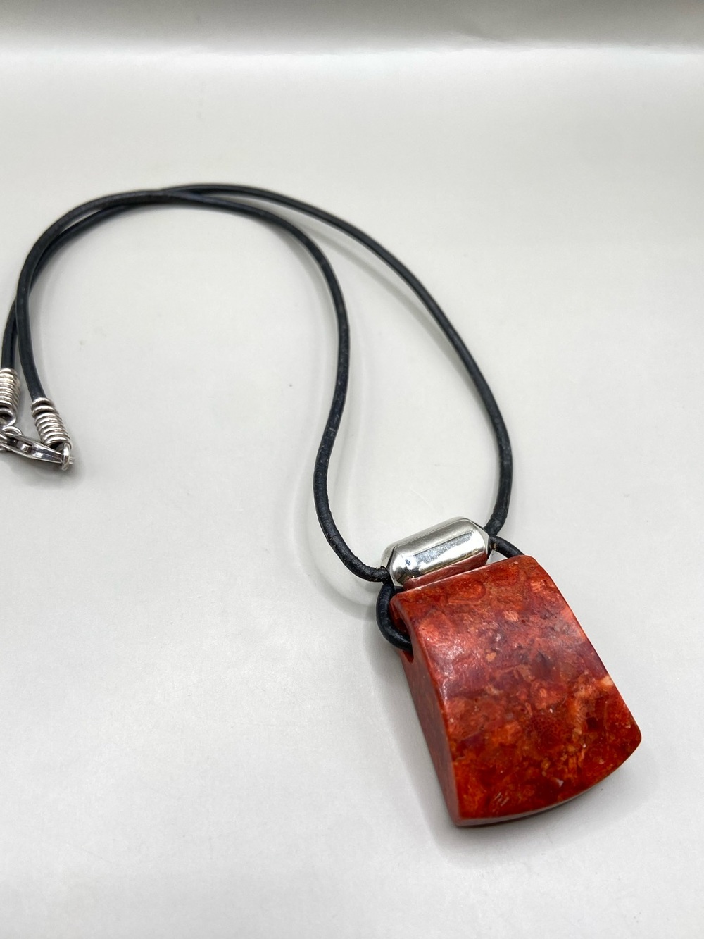Silpada Red Sponge Coral Pendant Necklace